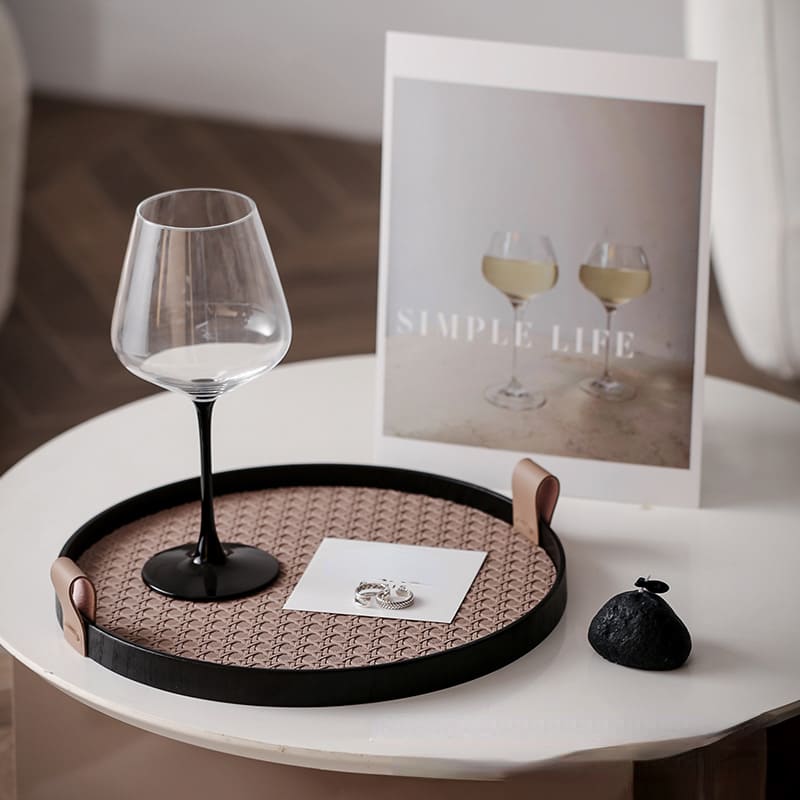 Bandeja Decorativa Redonda com Alça – Coleção Housilar