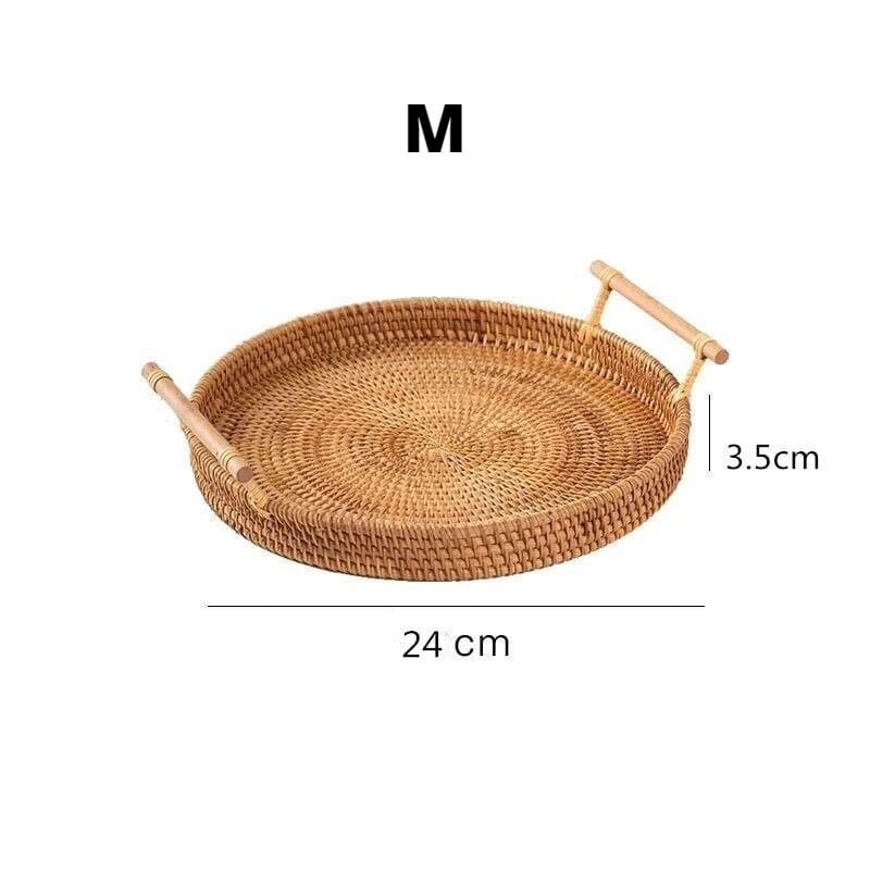 Bandeja Decorativa Redonda de Vime em Rattan – Coleção Housilar
