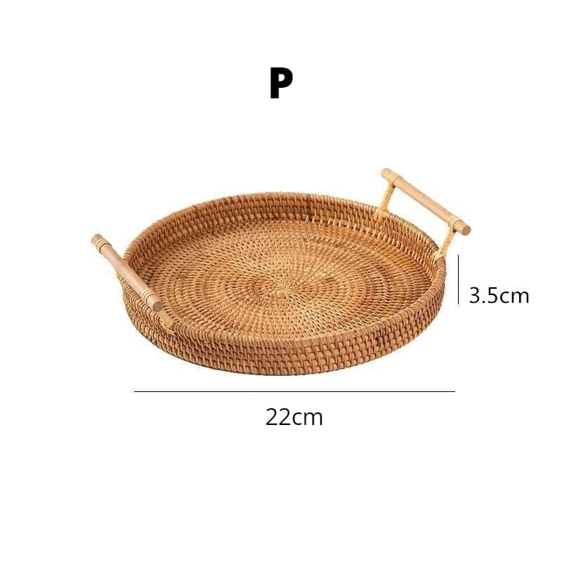 Bandeja Decorativa Redonda de Vime em Rattan – Coleção Housilar