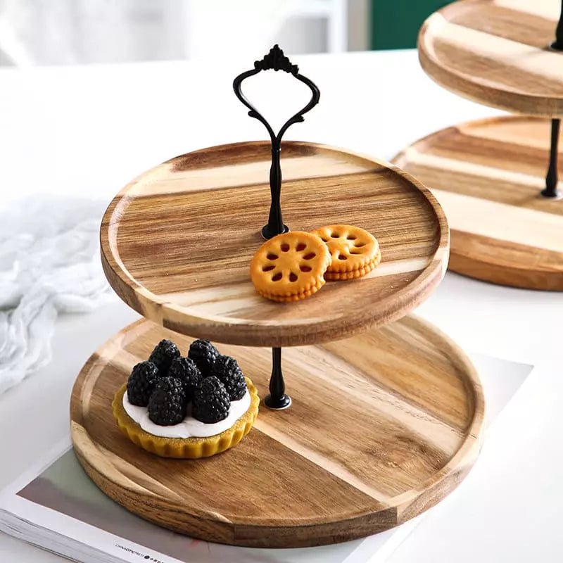 Bandeja para Doces de Madeira com Suporte – Coleção Housilar