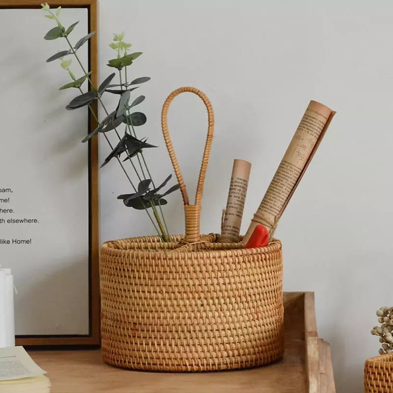 Cesta de Armazenamento em Rattan Feita à Mão – Coleção Housilar
