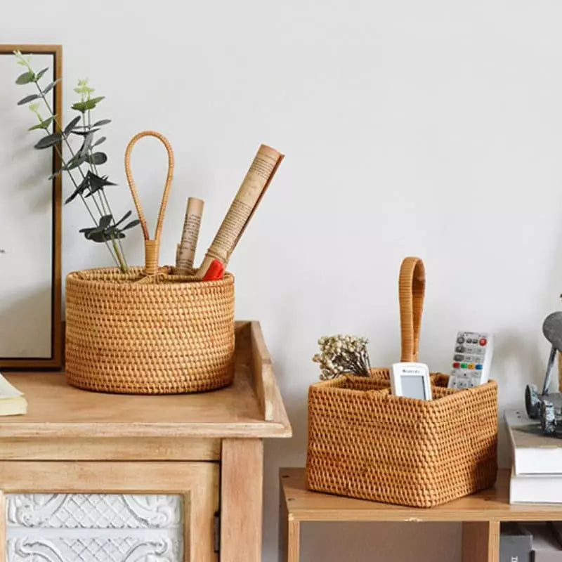 Cesta de Armazenamento em Rattan Feita à Mão – Coleção Housilar