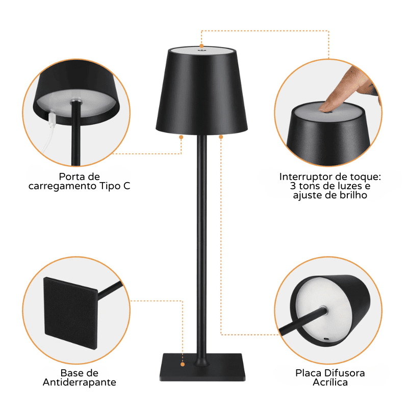 Luminária de Mesa LED Portátil – Coleção Housilar