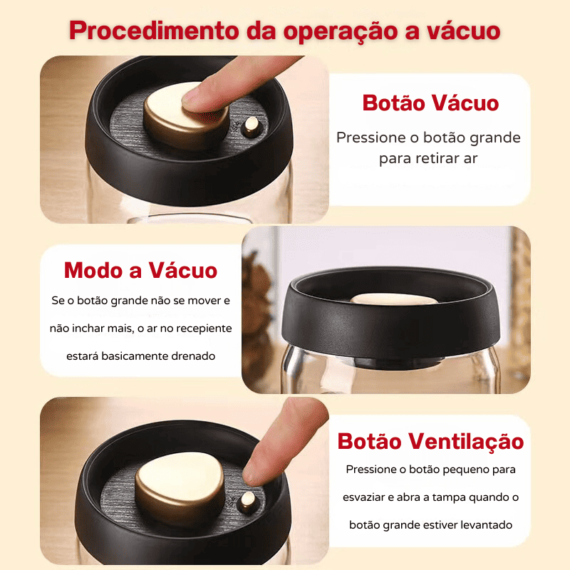 Pote de Vidro com Tampa Hermética a Vácuo – Coleção Housilar