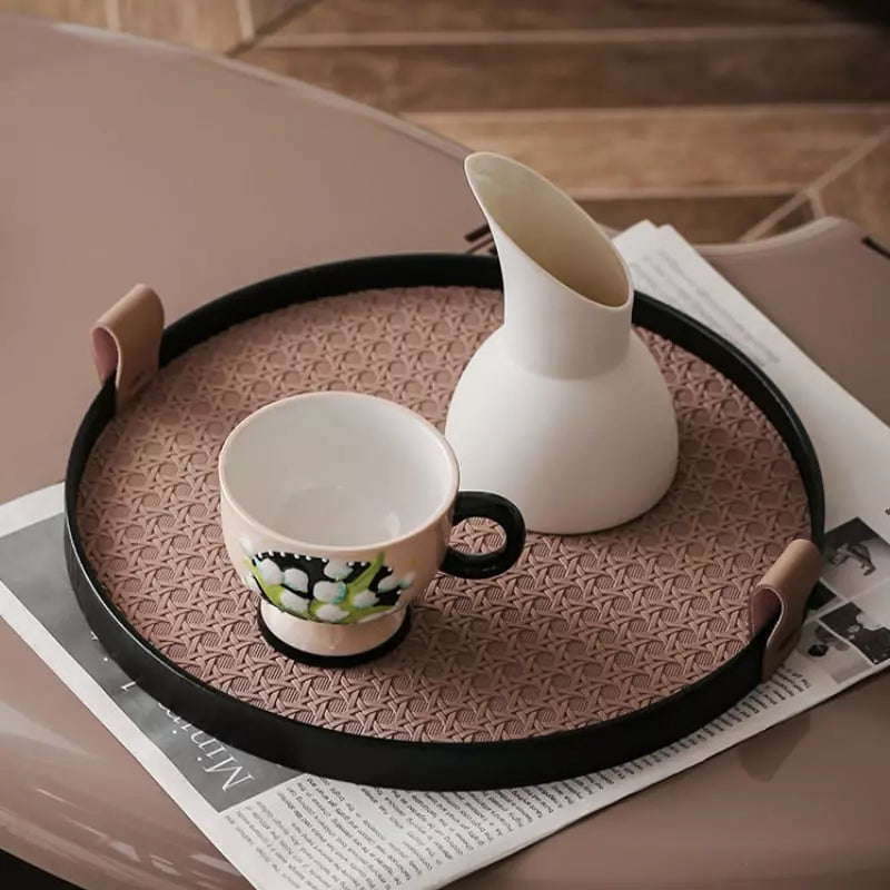 Bandeja Decorativa Redonda com Alça – Coleção Housilar