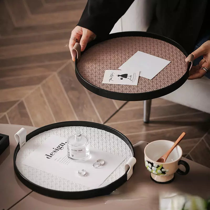 Bandeja Decorativa Redonda com Alça – Coleção Housilar