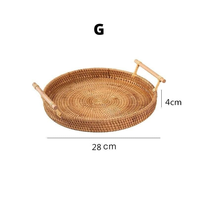 Bandeja Decorativa Redonda de Vime em Rattan – Coleção Housilar