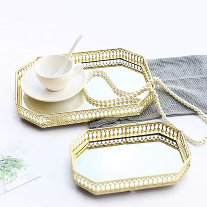 Bandeja Decorativa Retangular com Espelho – Coleção Housilar