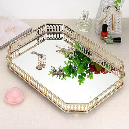 Bandeja Decorativa Retangular com Espelho – Coleção Housilar