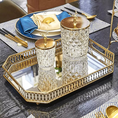 Bandeja Decorativa Retangular com Espelho – Coleção Housilar