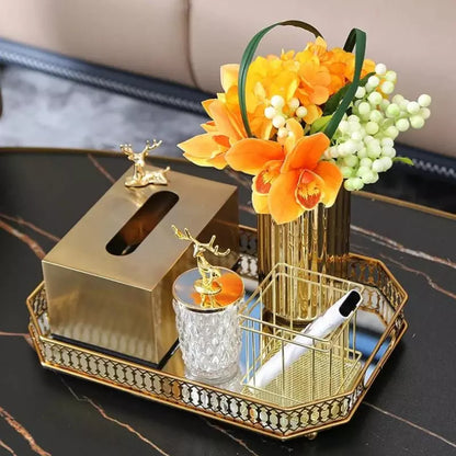 Bandeja Decorativa Retangular com Espelho – Coleção Housilar