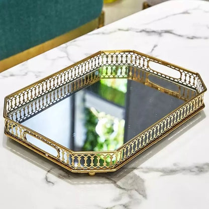 Bandeja Decorativa Retangular com Espelho – Coleção Housilar