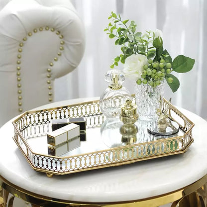 Bandeja Decorativa Retangular com Espelho – Coleção Housilar