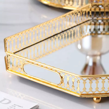 Bandeja Decorativa Retangular com Espelho – Coleção Housilar