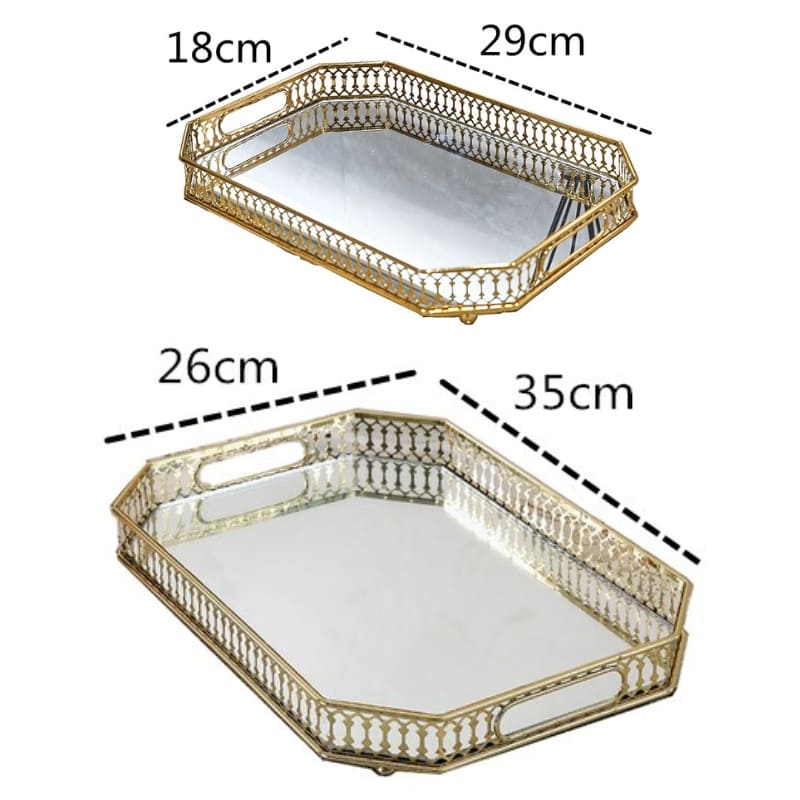 Bandeja Decorativa Retangular com Espelho – Coleção Housilar