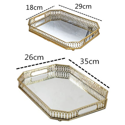Bandeja Decorativa Retangular com Espelho – Coleção Housilar