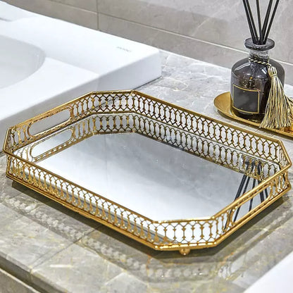 Bandeja Decorativa Retangular com Espelho – Coleção Housilar