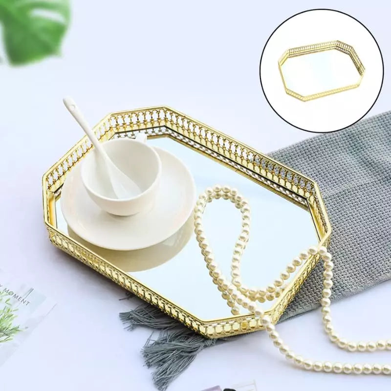 Bandeja Decorativa Retangular com Espelho – Coleção Housilar