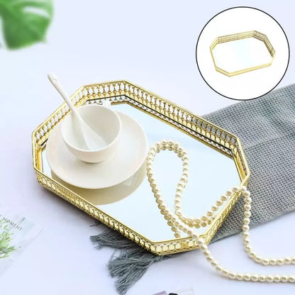 Bandeja Decorativa Retangular com Espelho – Coleção Housilar