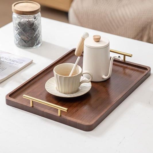 Bandeja Decorativa de Madeira Retangular com Alça – Coleção Housilar