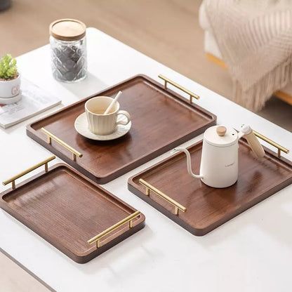 Bandeja Decorativa de Madeira Retangular com Alça – Coleção Housilar