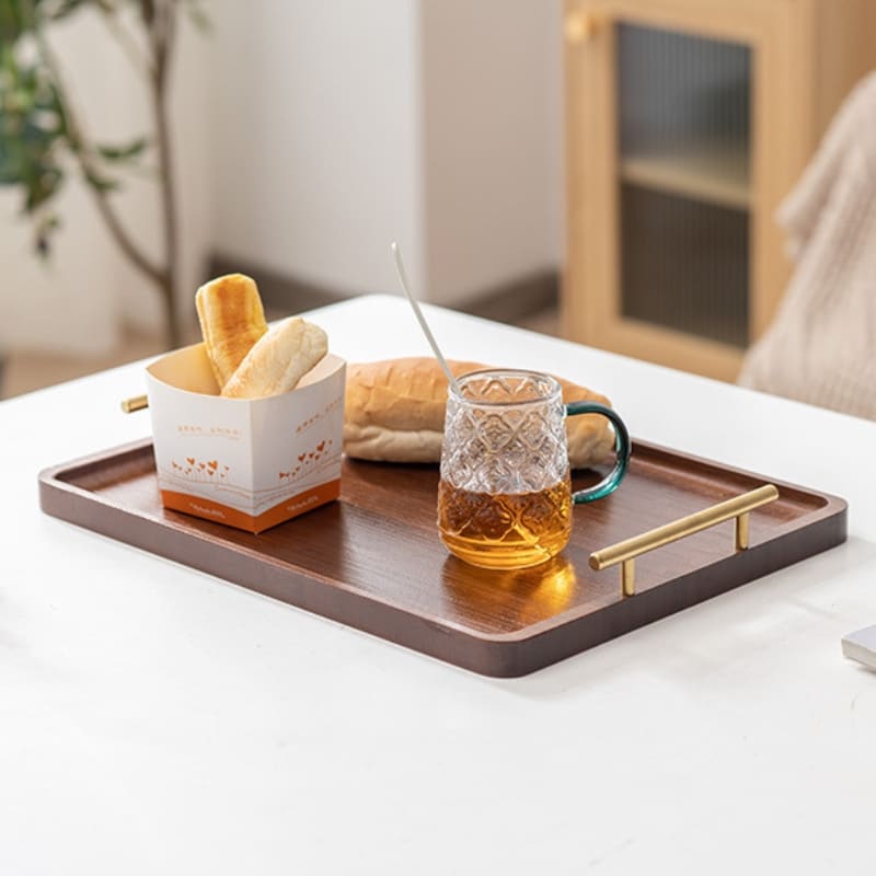 Bandeja Decorativa de Madeira Retangular com Alça – Coleção Housilar