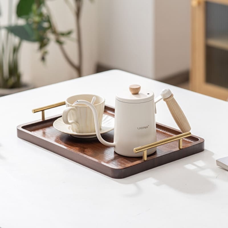 Bandeja Decorativa de Madeira Retangular com Alça – Coleção Housilar