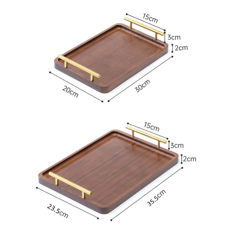 Bandeja Decorativa de Madeira Retangular com Alça – Coleção Housilar