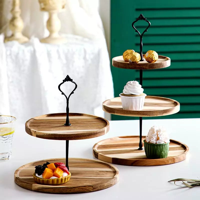 Bandeja para Doces de Madeira com Suporte – Coleção Housilar