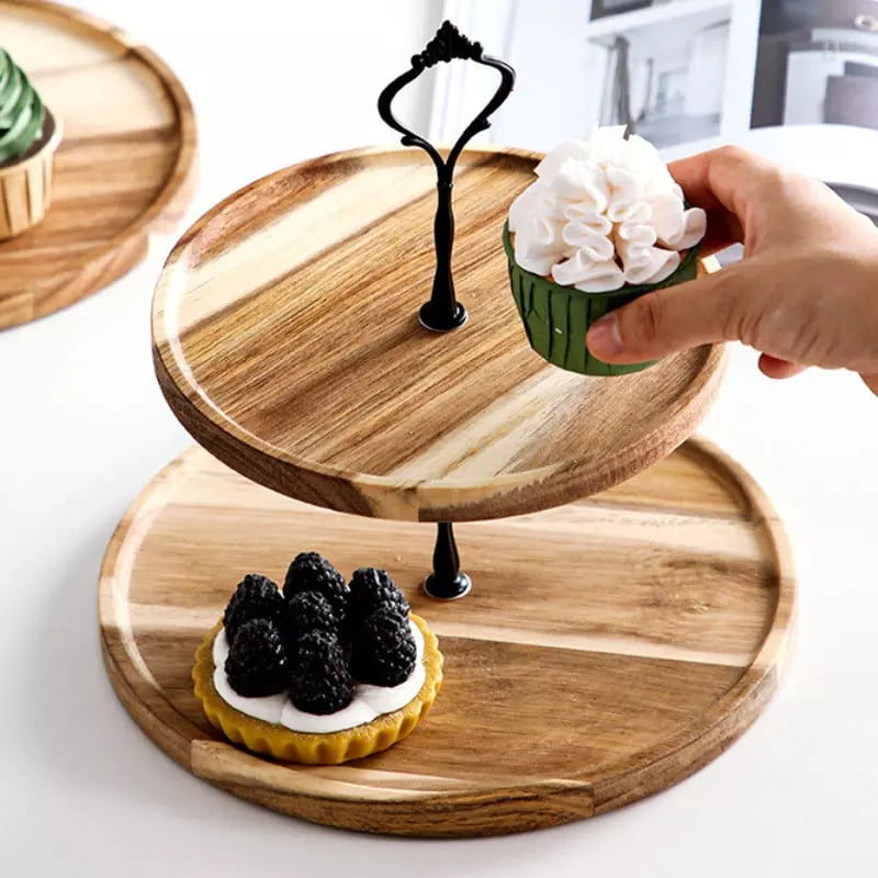 Bandeja para Doces de Madeira com Suporte – Coleção Housilar