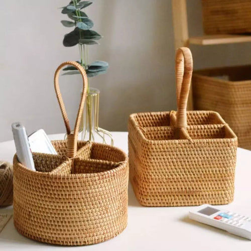Cesta de Armazenamento em Rattan Feita à Mão – Coleção Housilar