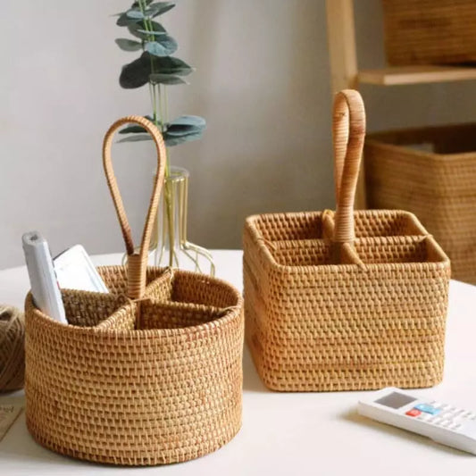 Cesta de Armazenamento em Rattan Feita à Mão – Coleção Housilar