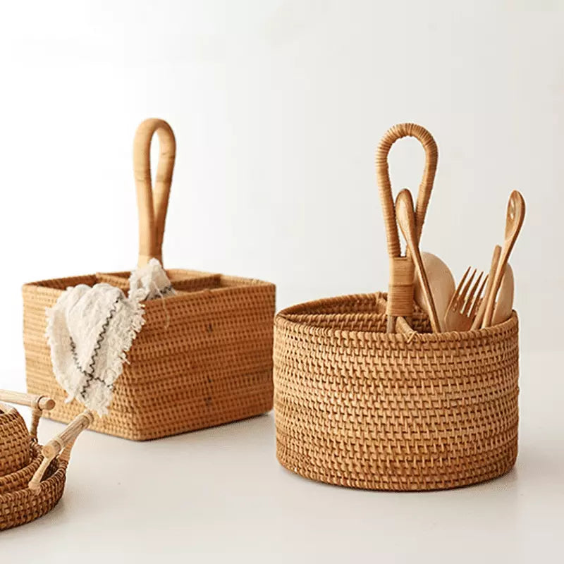 Cesta de Armazenamento em Rattan Feita à Mão – Coleção Housilar