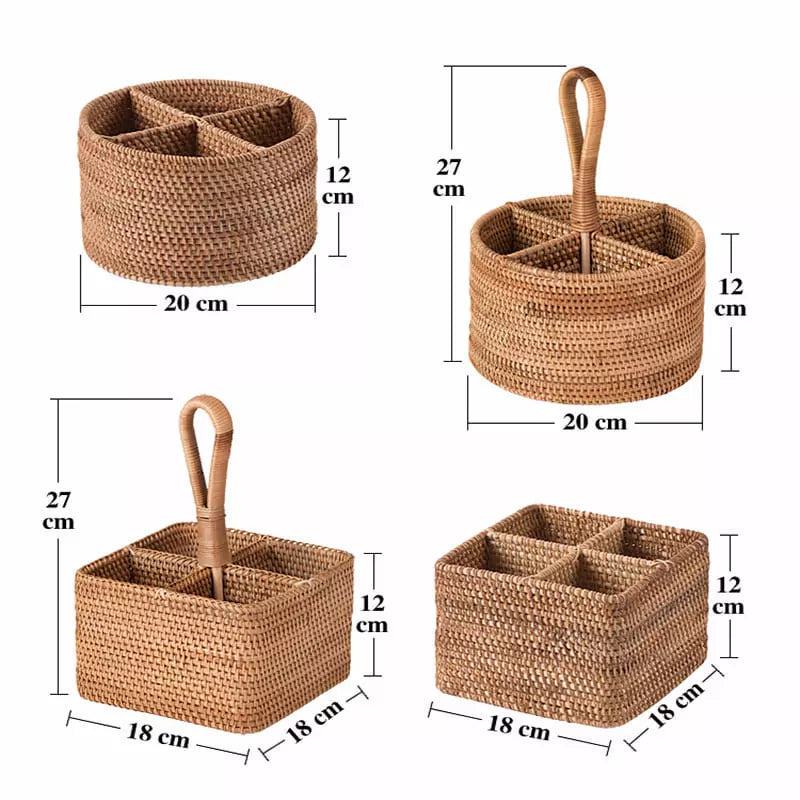 Cesta de Armazenamento em Rattan Feita à Mão – Coleção Housilar