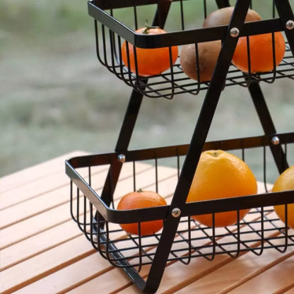 Cesta de Frutas 2 Andares com Alça de Madeira – Coleção Housilar