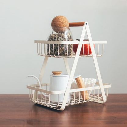 Cesta de Frutas 2 Andares com Alça de Madeira – Coleção Housilar