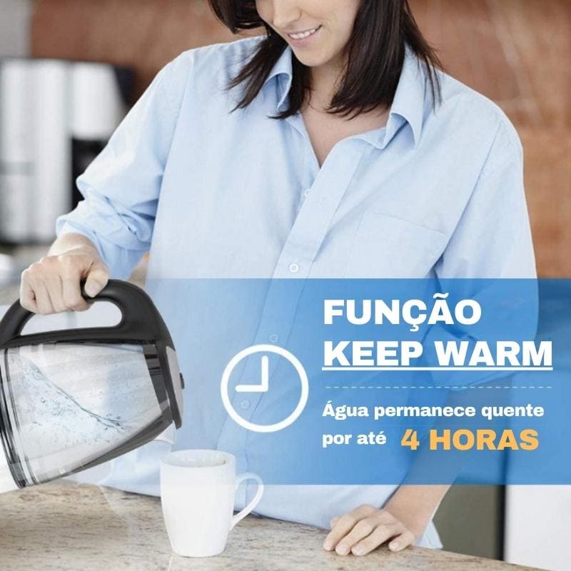 Chaleira Elétrica 2L em Vidro Borossilicato com LED – Coleção Housilar