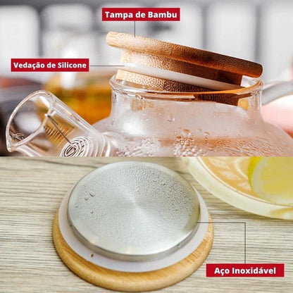 Chaleira de Vidro Borossilicato com Tampa de Bambu – Coleção Housilar