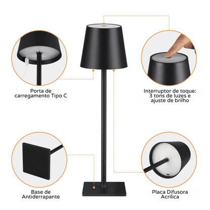 Luminária de Mesa LED Portátil – Coleção Housilar