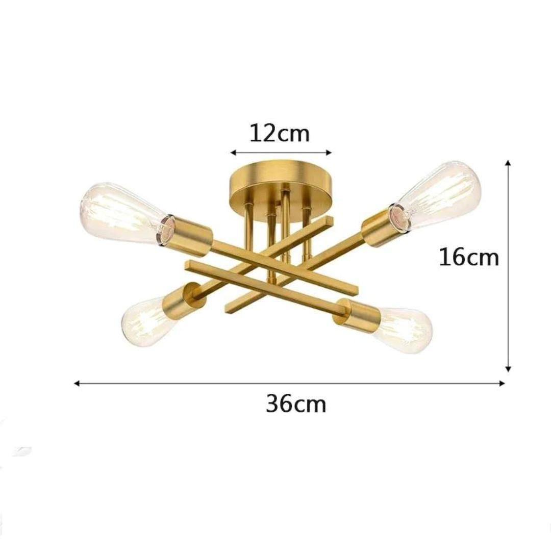 Lustre Luminária de Teto Industrial Moderno Dourado Polihousi